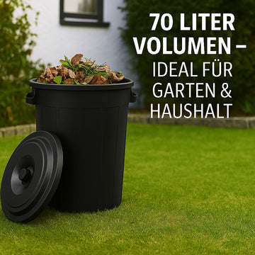 YourCasa Mülltonne 50L-70L - Mülleimer mit Deckel - Tonne mit Trageriffen für Garten