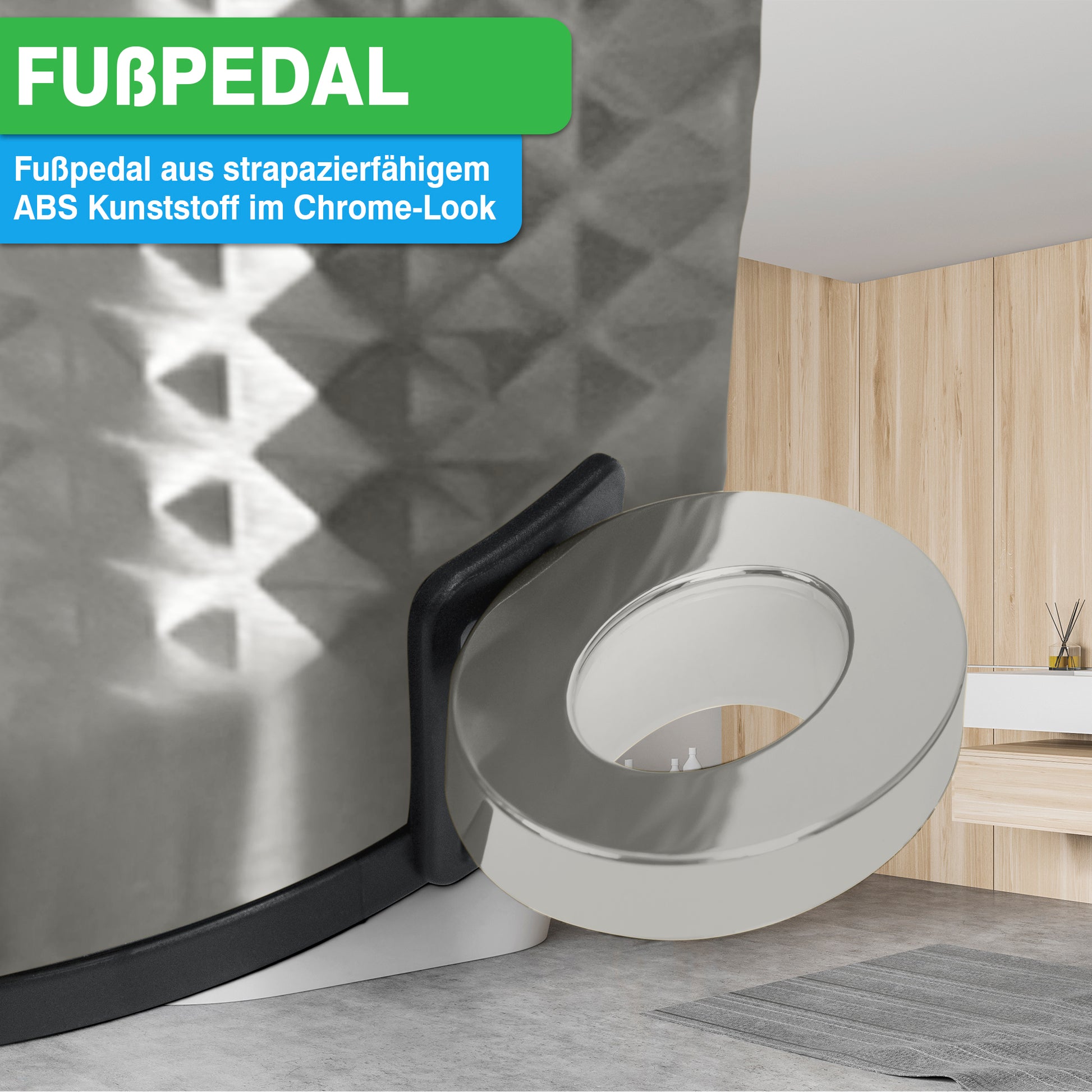 Moderner YourCasa® Edelstahl-Mülleimer Bad 5L mit Fußpedal in einem zeitgenössischen Badezimmer-Setting.