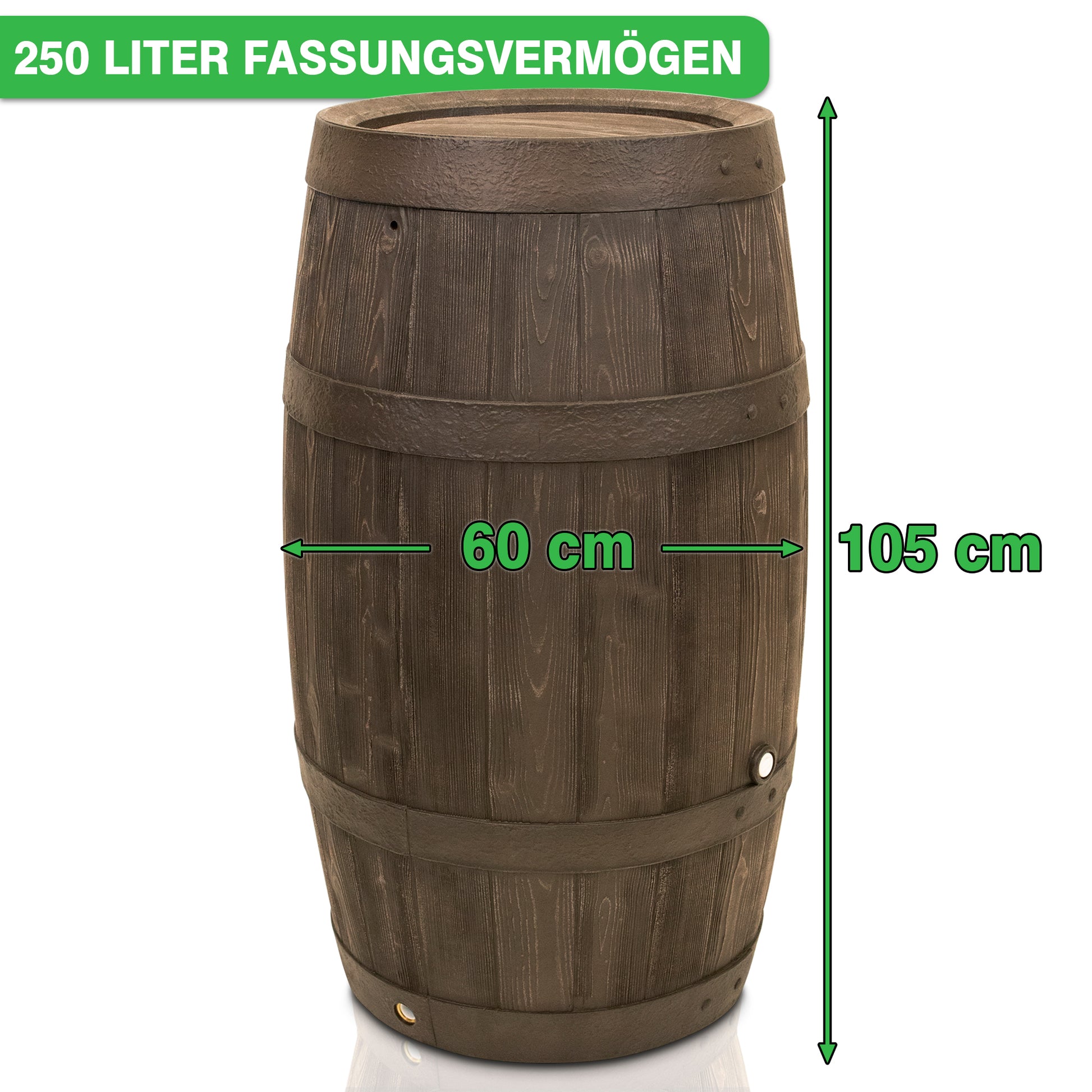 YourCasa Regentonne 250 Liter [Holz] - Frostsicher & UV-beständig von yourcasa-de, konzipiert als UV-beständiger Regenwasserbehälter.