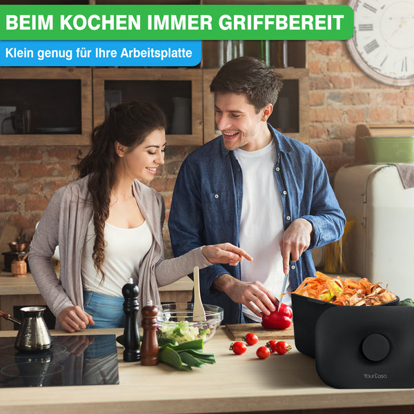 YourCasa® Poubelle à déchets organiques Cuisine Poubelle à compost 4L Cuisine pour le quotidien Conteneur à déchets organiques - Passe au lave-vaisselle - Anti-odeur - Tamis amovible - Petite poubelle à déchets organiques avec couvercle