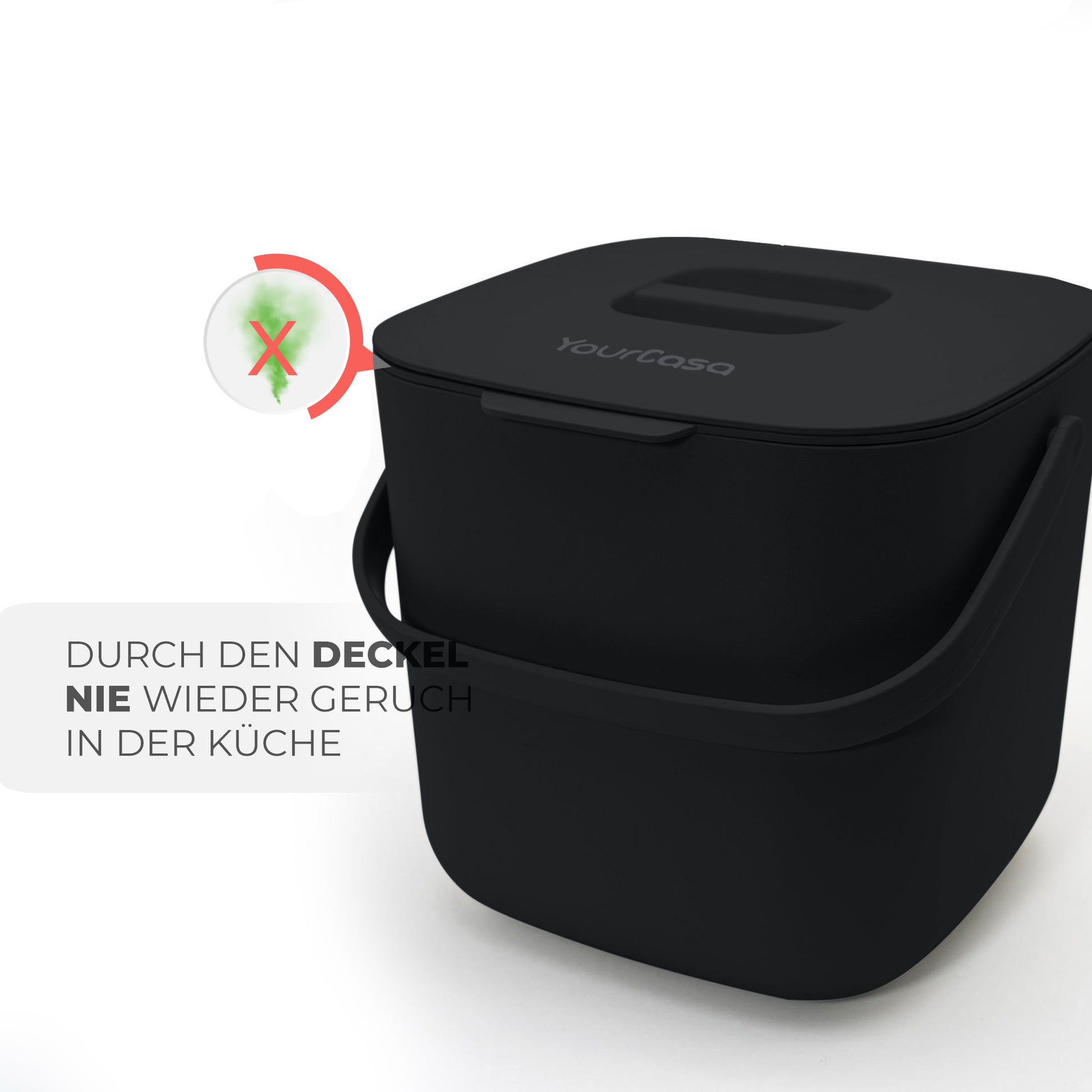 YourCasa® Biomülleimer Küche 4L mit Deckel, verfügt über einen Geruchskontrollfilter.