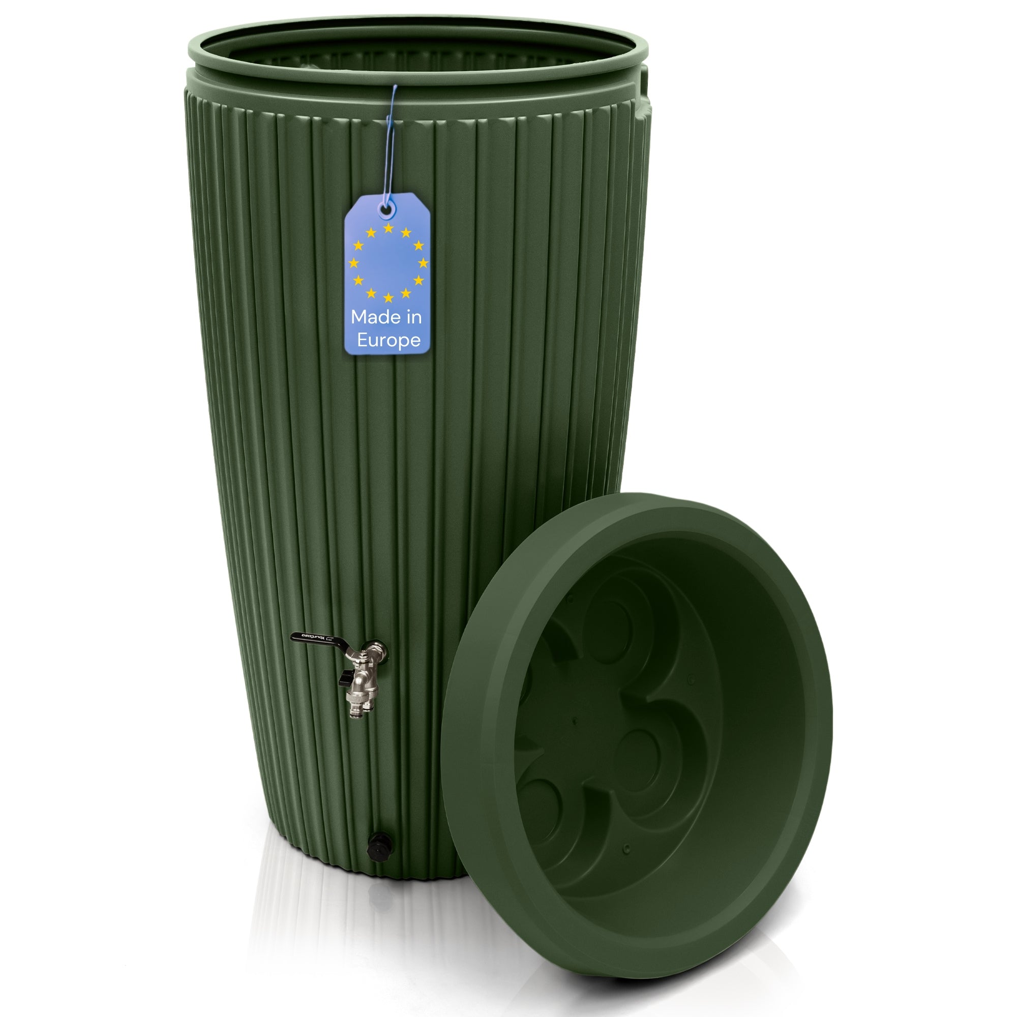 Regentonne Smooth 160 Liter – Schwarz, Mit Wasserhahn & Auffangsystem, Ø60 X 87,8 Cm