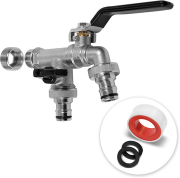 yourcasa-de Wasserhahn Garten mit Hebelgriff und zwei Schlauchgewindeanschlüssen, inkl. Gummidichtung und Unterlegscheibeinlage.