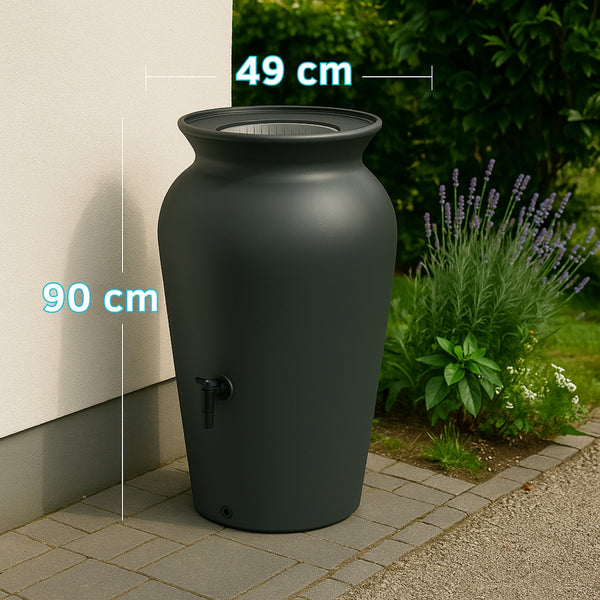 YourCasa Regentonne 120-230 Liter [DropCatcher] mit Filterkorb & Wasserhahn