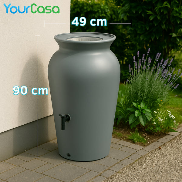 YourCasa Regentonne 120-230 Liter [DropCatcher] mit Filterkorb & Wasserhahn