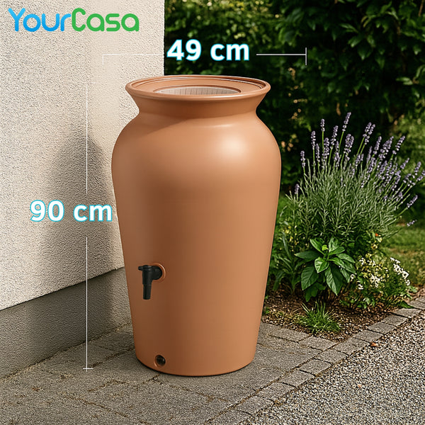 YourCasa Regentonne 120-230 Liter [DropCatcher] mit Filterkorb & Wasserhahn