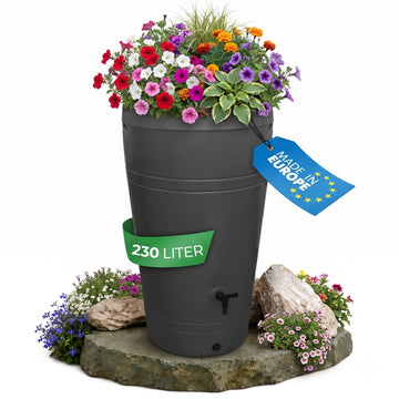 Decore Regentonne 230 Liter – Bepflanzbar | Mit Wasserhahn | Frostsicher