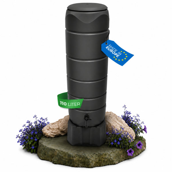 YourCasa Rain Barrel [CircleTower] 110L with stand, lid &amp; tap