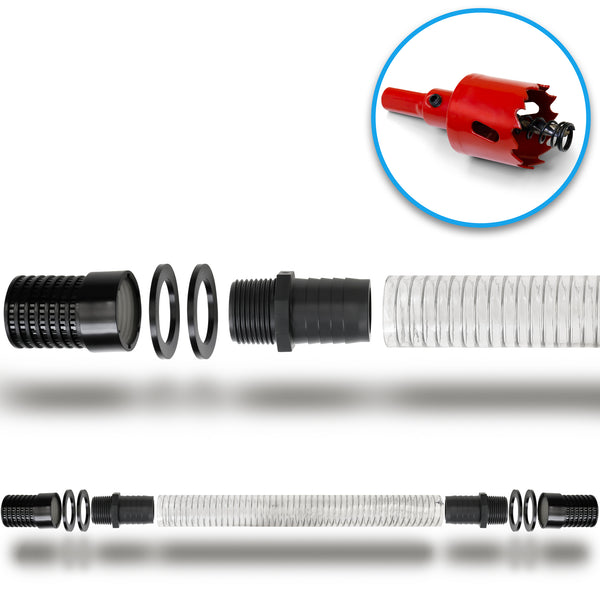 Regentonnen Verbinder Set 32mm inklusive Kronbohrer & Tankdurchführung