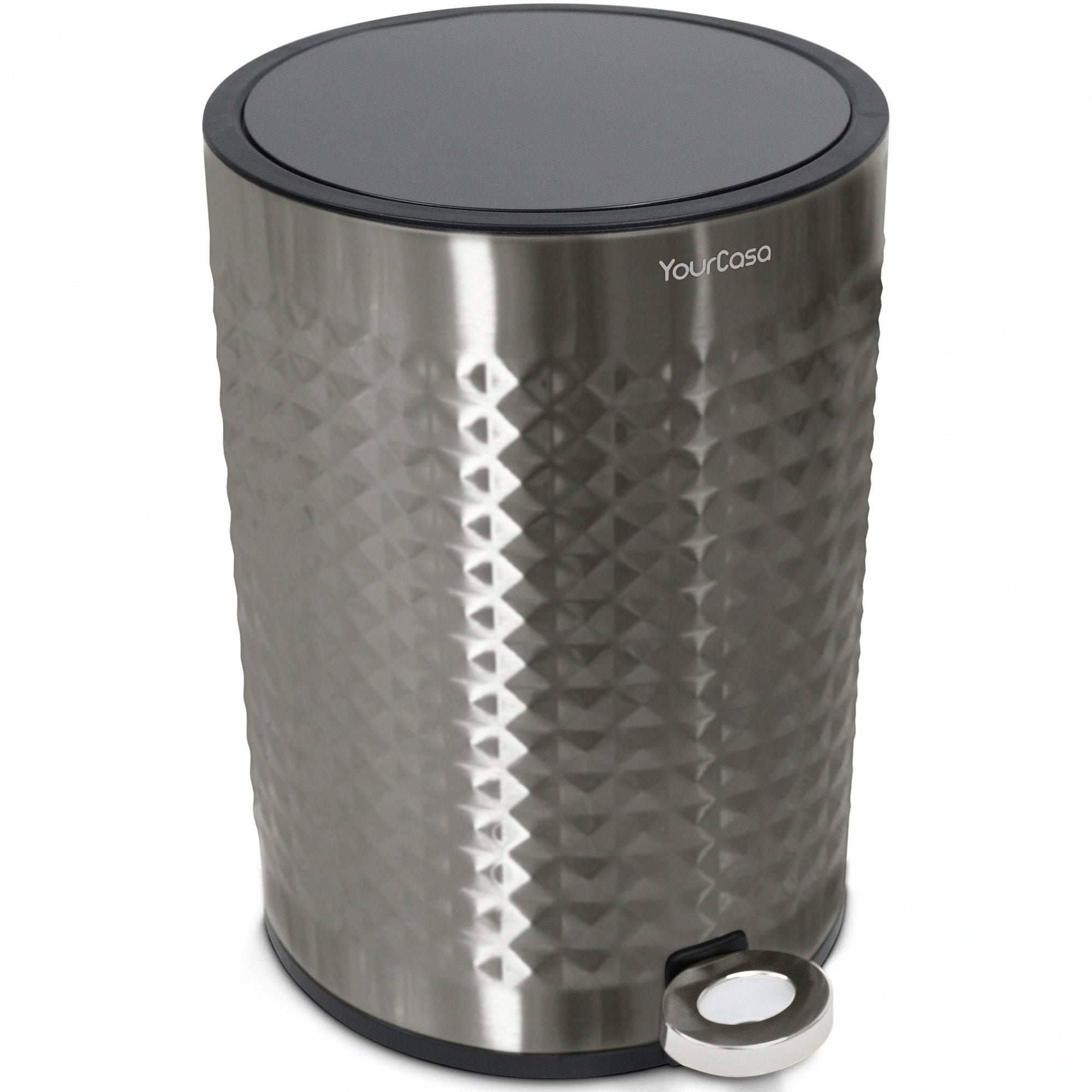 MDesign Edelstahl-Mülleimer Rund, Cremefarben – 6,4 Liter Für Bad, Küche, Schlafzimmer, 20 Cm Durchmesser