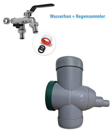 YourCasa® Regensammler [Downpipe70] + Wasserhahn Messing