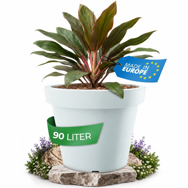 YourCasa TERRA Blumenkübel XXL in Weiß, Ø 60 cm, 90 Liter