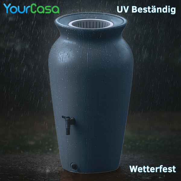 YourCasa Regentonne 120-230 Liter [DropCatcher] mit Filterkorb & Wasserhahn