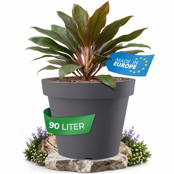 YourCasa TERRA Blumentopf groß in Graphite, rund, 90 Liter