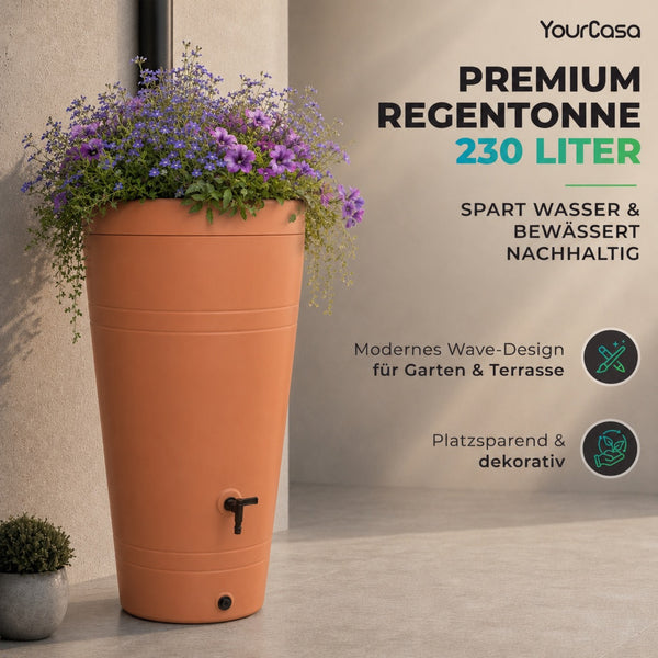 YourCasa Rain Barrel 230 Liters [Decore Design] - Sustainable irrigation in the garden