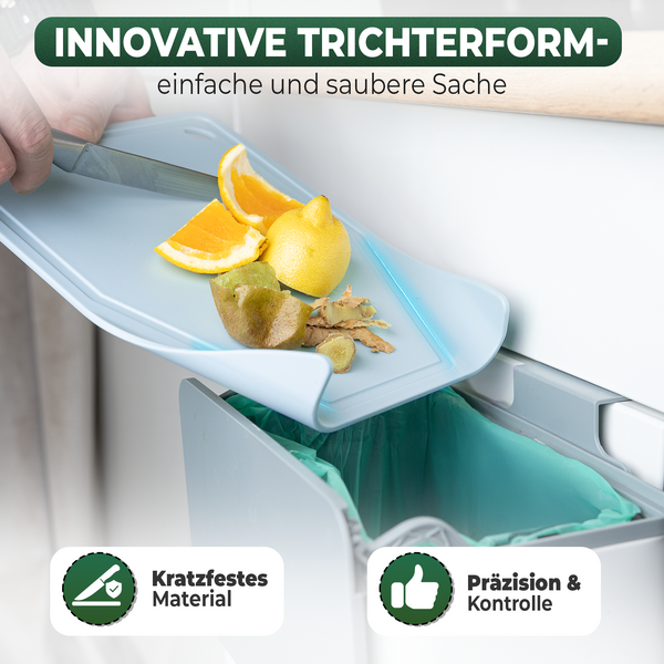 3x Schneidebrett Kunststoff Set - BPA frei -Trichterform & Saftrille - Küchenbrett Rutschfest & Spülmaschinenfest - Cutting Board - Schneidematte Küche Brettchen