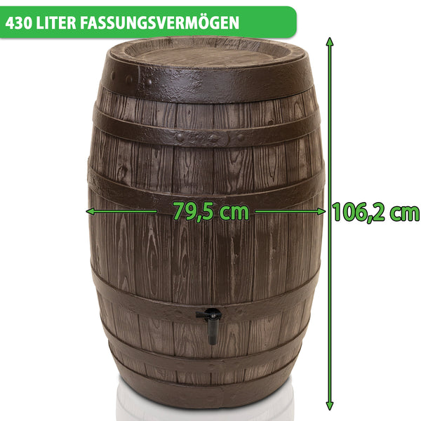 YourCasa Regentonne 250/430 Liter [Barrel] - Eichenfassoptik