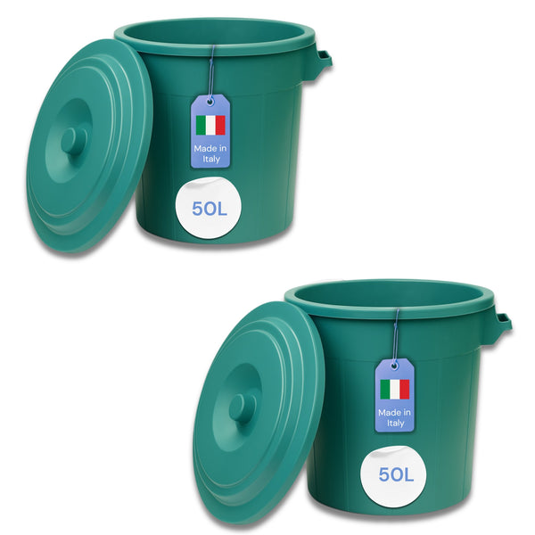 YourCasa Mülltonne 50L-70L - Mülleimer mit Deckel - Tonne mit Trageriffen für Garten