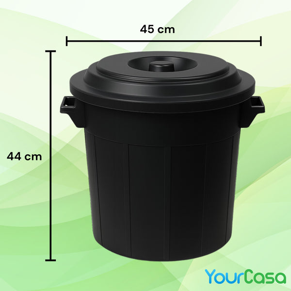 YourCasa Mülltonne 50L-70L - Mülleimer mit Deckel - Tonne mit Trageriffen für Garten