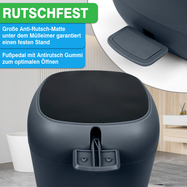 Ein Badezimmer mit Toilette und einem YourCasa® Mülleimer.