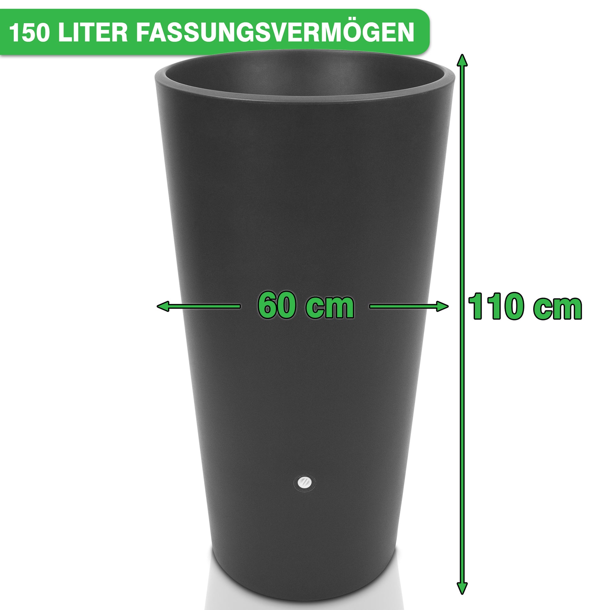 YourCasa Regentonne 150 Liter [Aquaform Flower] - Mit Pflanzkübel und Metallgewinde von yourcasa-de mit 150 Liter Fassungsvermögen, 110 cm Höhe und 60 cm Breite.