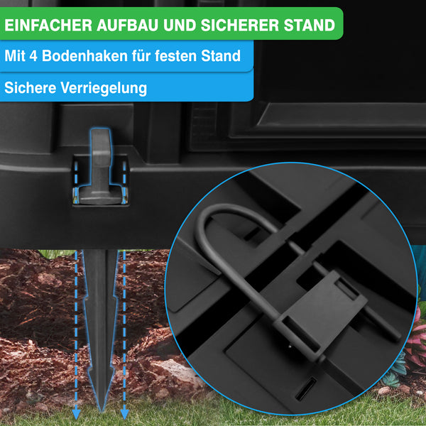 Ein Schwarz-Weiß-Bild eines YourCasa Komposter für den Garten [EcoFusion] – 450 Liter Fassungsvermögen in Aktion.