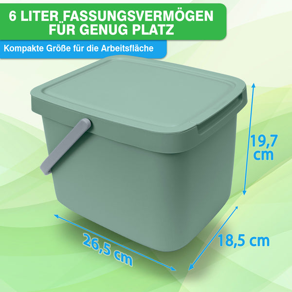 YourCasa® Biomülleimer Küche - 6L mit Deckel und Wandaufhängung von yourcasa-de