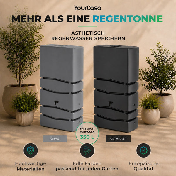 YourCasa rain barrel Aqua Silo 350 / 450 and 650 liters