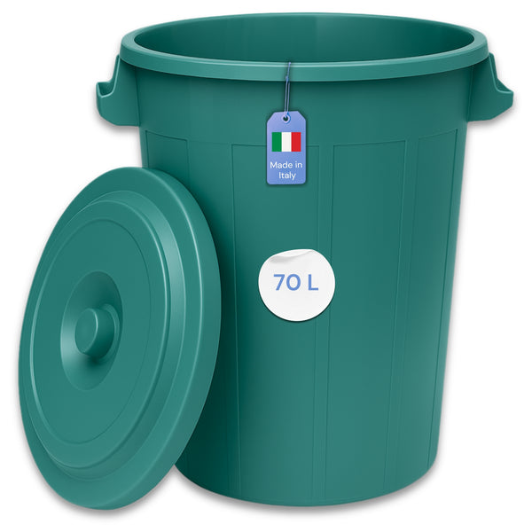 YourCasa Mülltonne 50L-70L - Mülleimer mit Deckel - Tonne mit Trageriffen für Garten