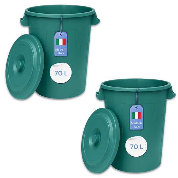 YourCasa Mülltonne 50L-70L - Mülleimer mit Deckel - Tonne mit Trageriffen für Garten