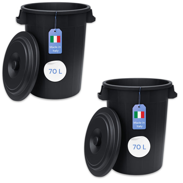 YourCasa Mülltonne 50L-70L - Mülleimer mit Deckel - Tonne mit Trageriffen für Garten