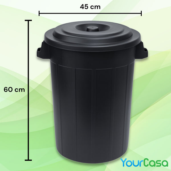 YourCasa Mülltonne 50L-70L - Mülleimer mit Deckel - Tonne mit Trageriffen für Garten