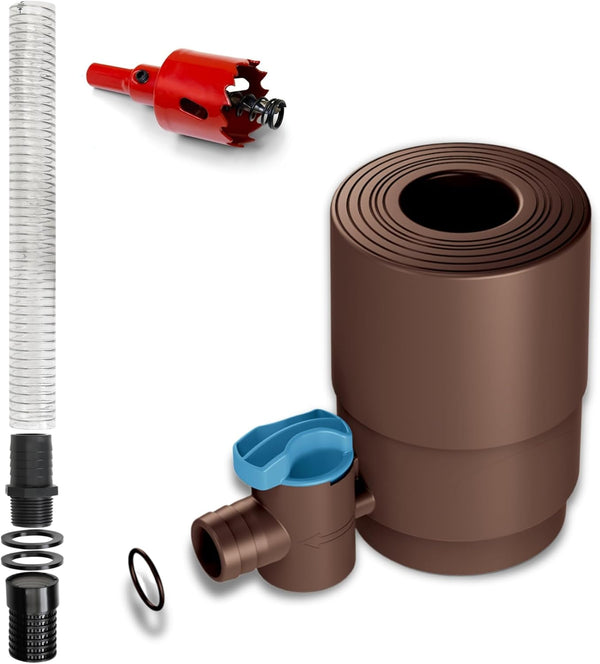 YourCasa® Rain collector [Downpipe50] with shut-off valve and filter