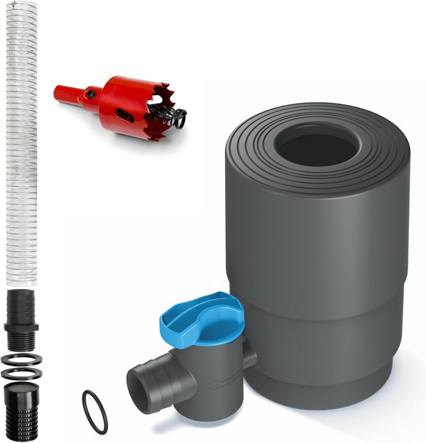 YourCasa® Rain collector [Downpipe50] with shut-off valve and filter