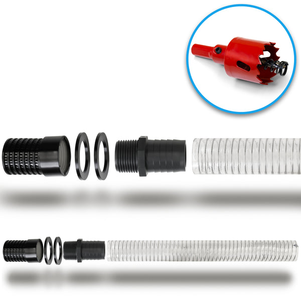 Regentonnen Verbinder Set 32mm inklusive Kronbohrer & Tankdurchführung