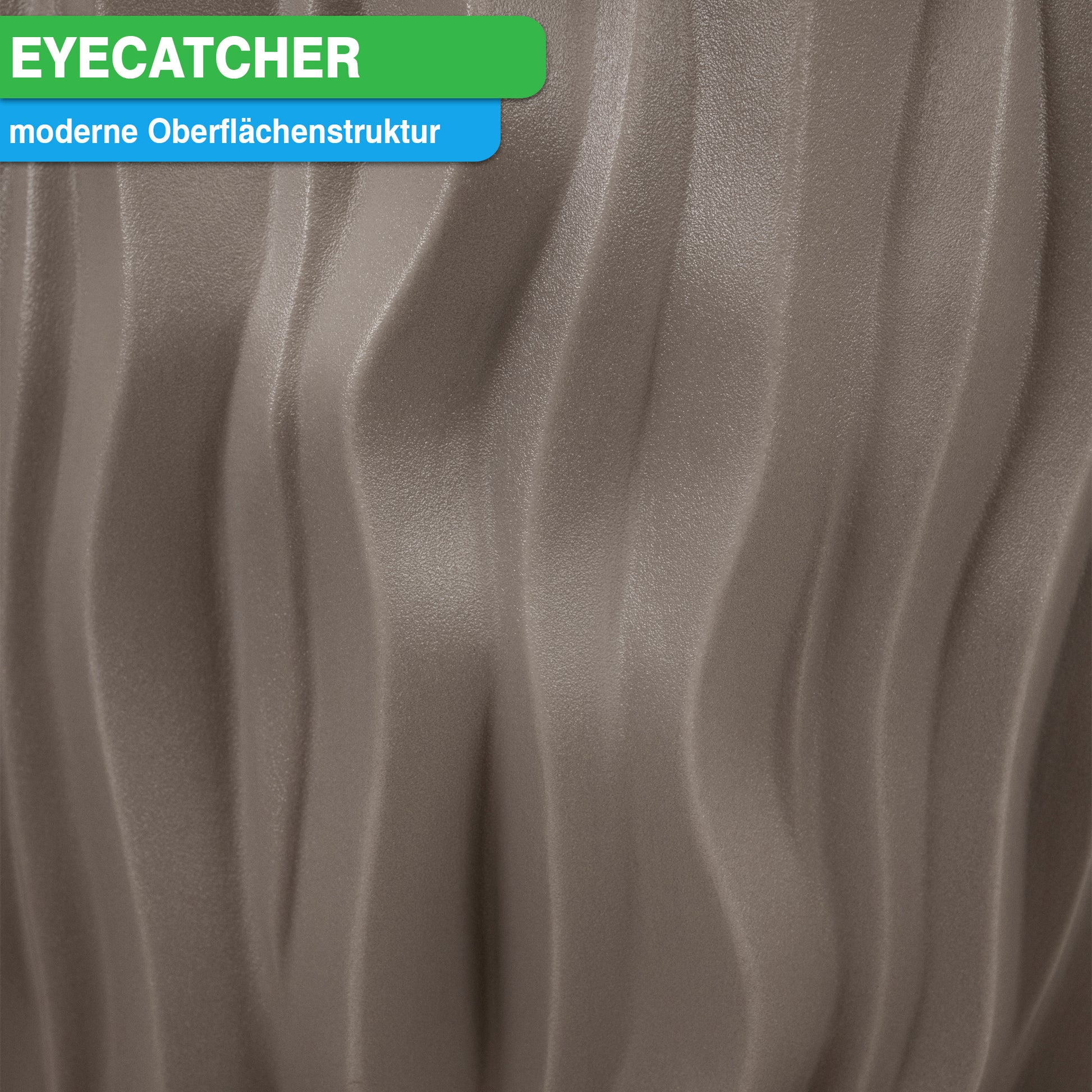 Gefaltetes Metallgewebe mit moderner Oberflächenstruktur, beschrieben als „Eyecatcher“ für das YourCasa Regentonne 160 Liter [AquaDesign Flower]-Design.