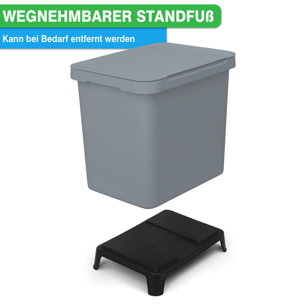 Plastikbox mit abnehmbarem Standfuß und Wandanbringung. - YourCasa® Mülltrennsystem mit 2-4 Fächern [20-40L] von yourcasa-de, für effiziente Mülltrennung mit exklusivem Design.