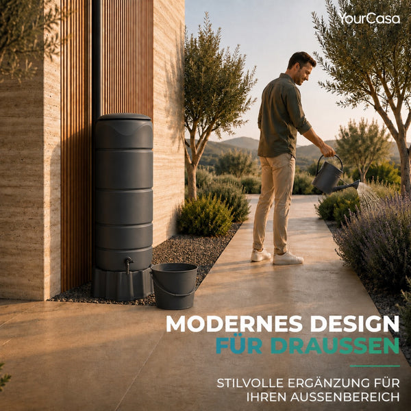YourCasa Rain Barrel [CircleTower] 110L with stand, lid &amp; tap