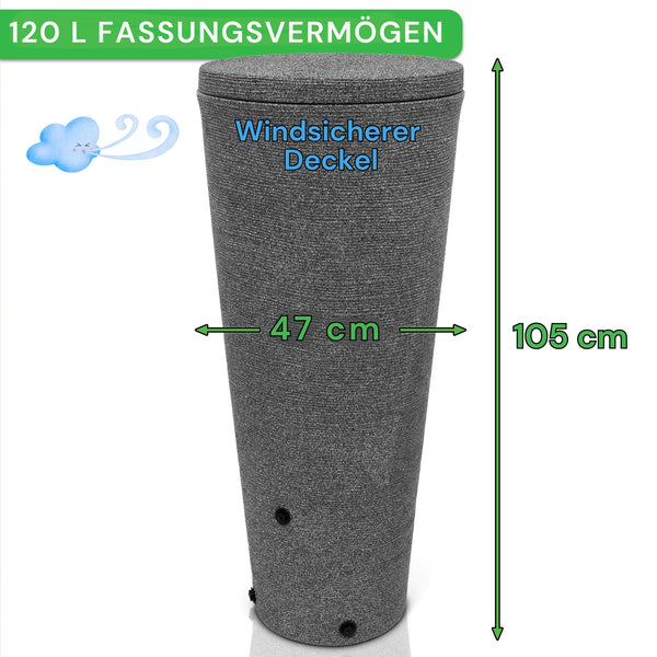 YourCasa Regentonne 120 Liter [Tubo Tank] - Frostsicher & UV-beständig