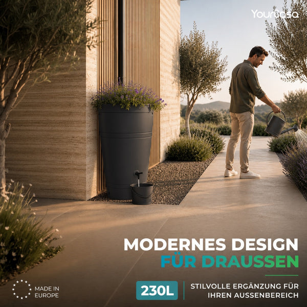 YourCasa Rain Barrel 230 Liters [Decore Design] - Sustainable irrigation in the garden