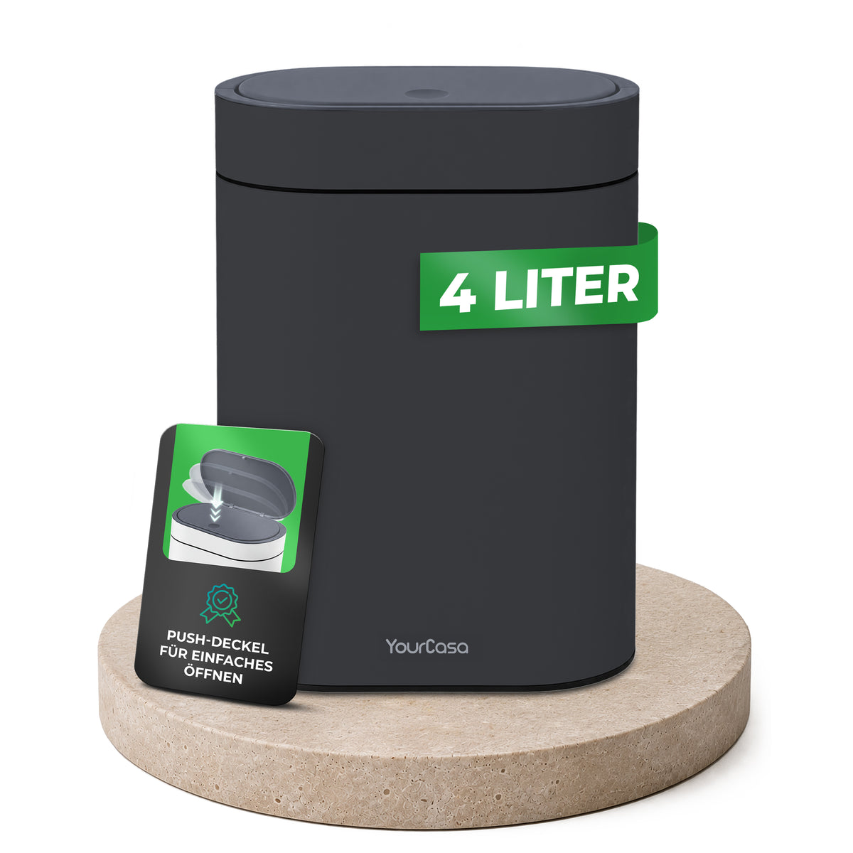 YourCasa Badeimer 4 Liter mit Push-Deckel in Anthrazit