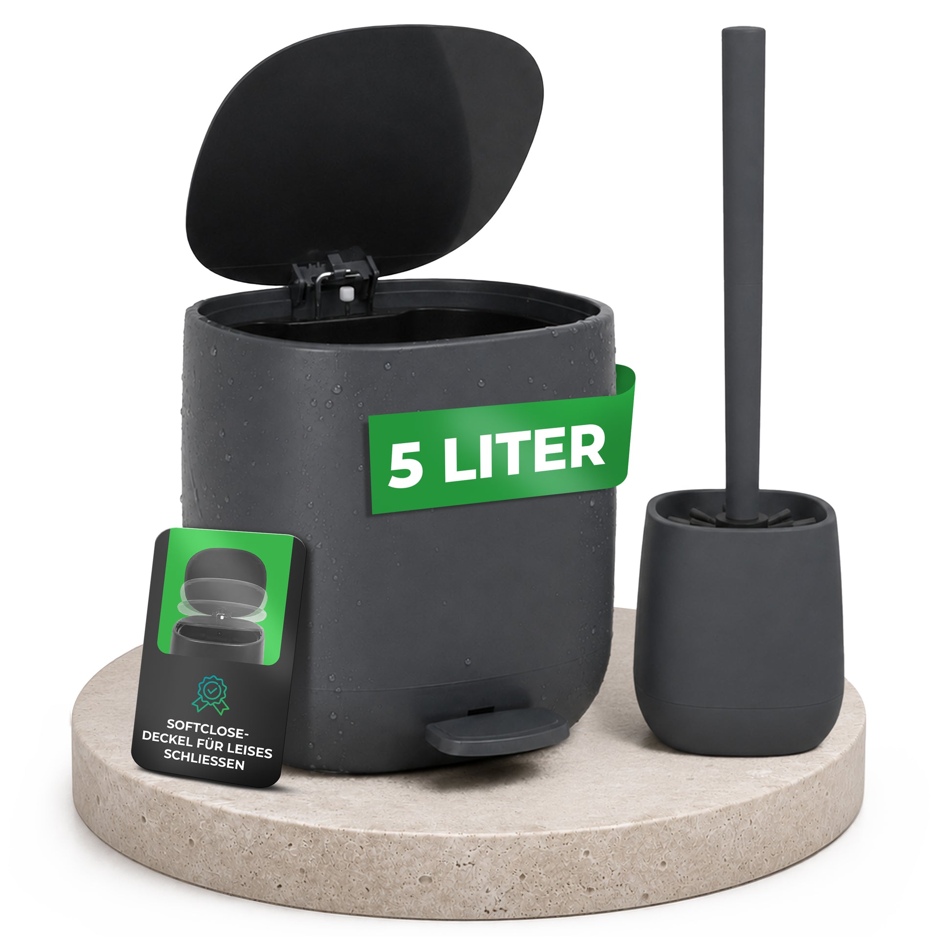 Badezimmer Mülleimer und Toilettenbürste Set von YourCasa im modernen Bad