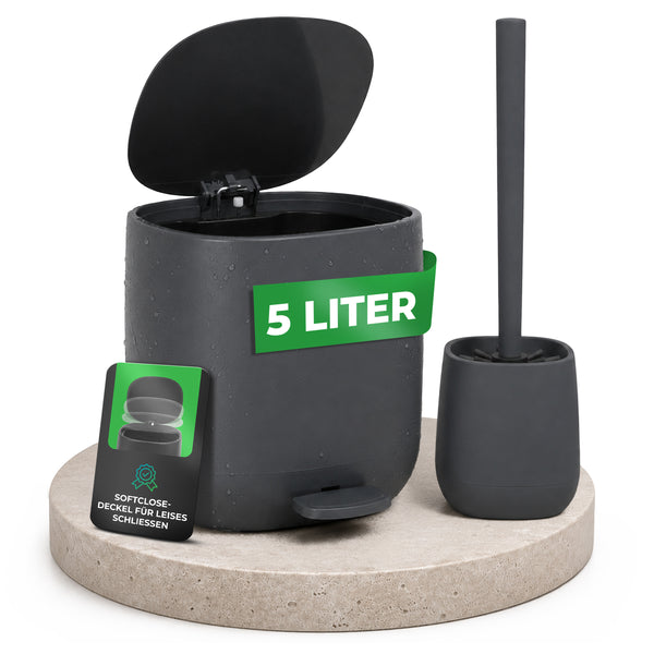 Badezimmer Mülleimer und Toilettenbürste Set von YourCasa im modernen Bad