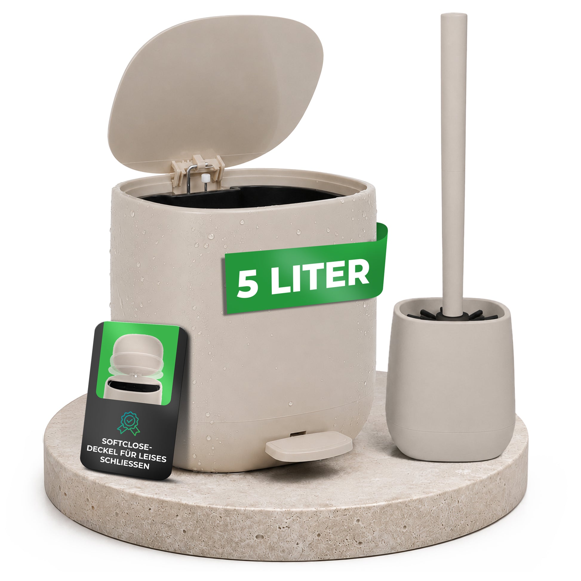 Badezimmer Mülleimer und Toilettenbürste Set von YourCasa im modernen Bad