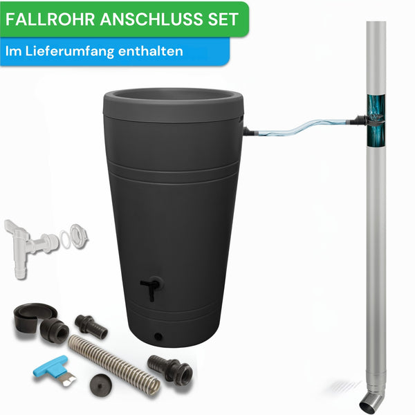 YourCasa Regentonne 230 Liter [Decore ] - mit Anschlusset - Bewässerung im Garten