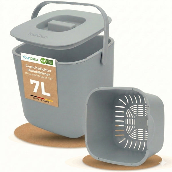YourCasa Komposteimer - 7L - für alltäglichen Biomüll in der Küche