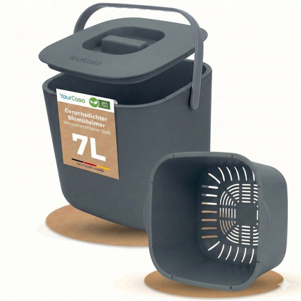 YourCasa Komposteimer - 7L - für alltäglichen Biomüll in der Küche