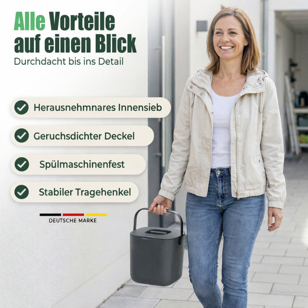 YourCasa Komposteimer - 7L - für alltäglichen Biomüll in der Küche