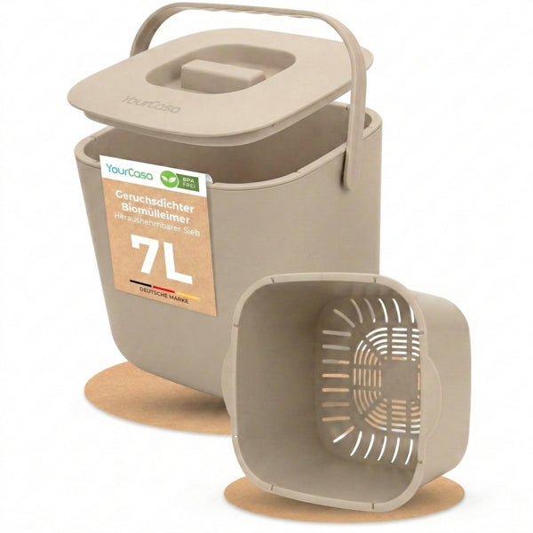 YourCasa Komposteimer - 7L - für alltäglichen Biomüll in der Küche
