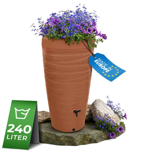 Regentonne 240 Liter – YourCasa Wave-Design mit Auslaufhahn